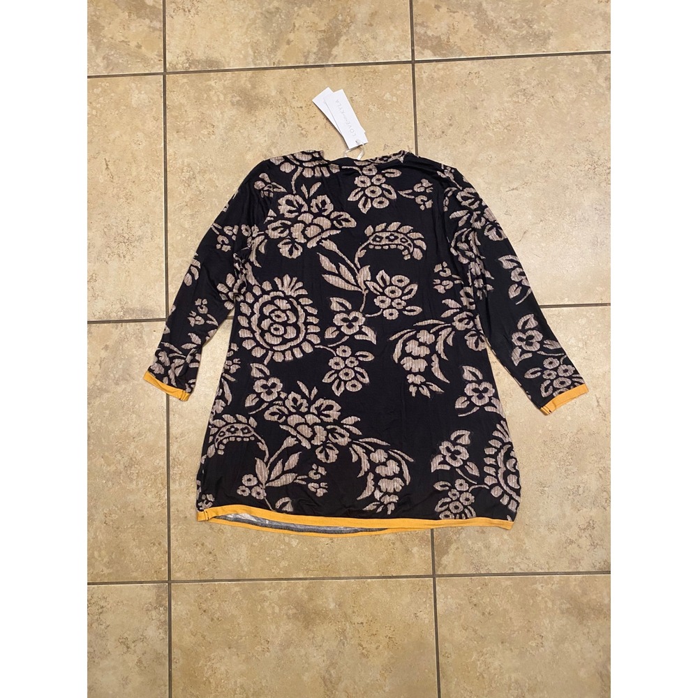 NWT Love by Kyla Seo Small Floral Tunic Top V-Neck Long Sleeve Black Yellow NEW - Picture 13 of 14